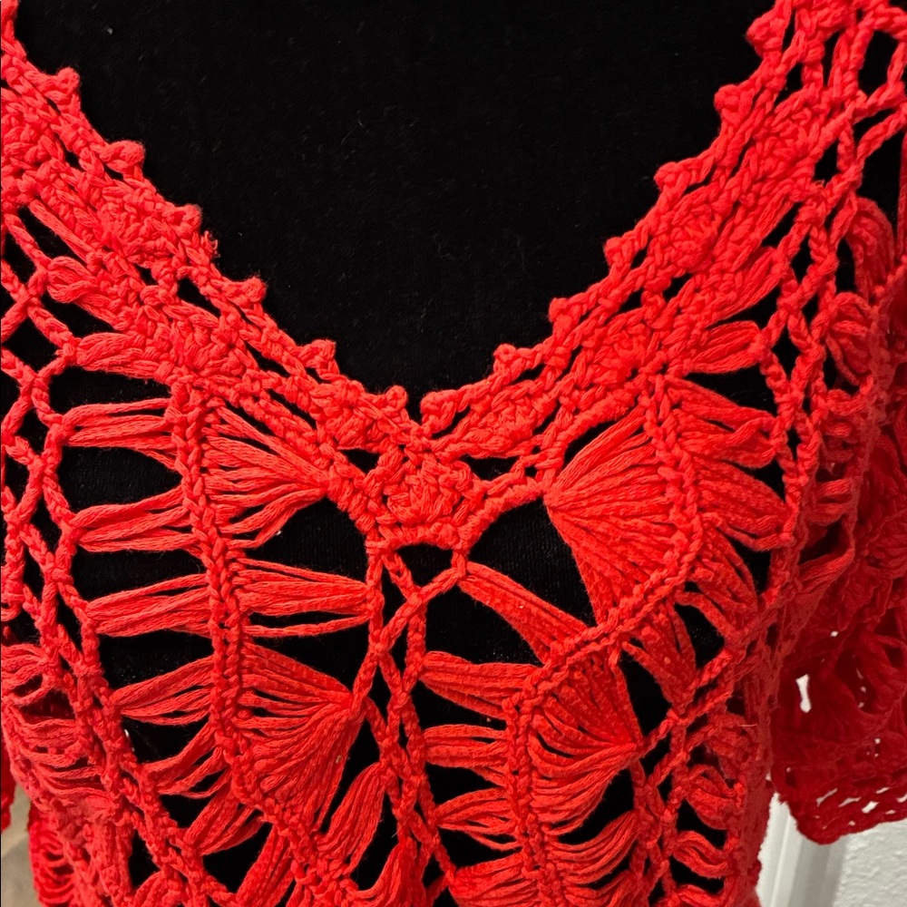 Chico's Red Crochet Sweater - Picture 2 of 4